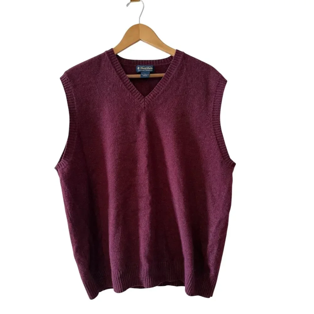 Brooks Brothers Scottish Lambswool Sweater Vest Maroon L